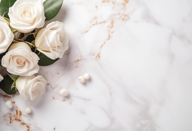 Photo a white marble table with a flower on it