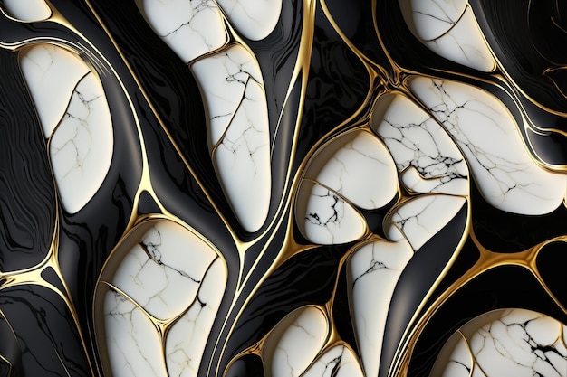 White marble texture background Marble with black and gold volumetric veins Generative AI illustration