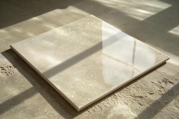 White marble tile on the floor with sunlight and shadow on it