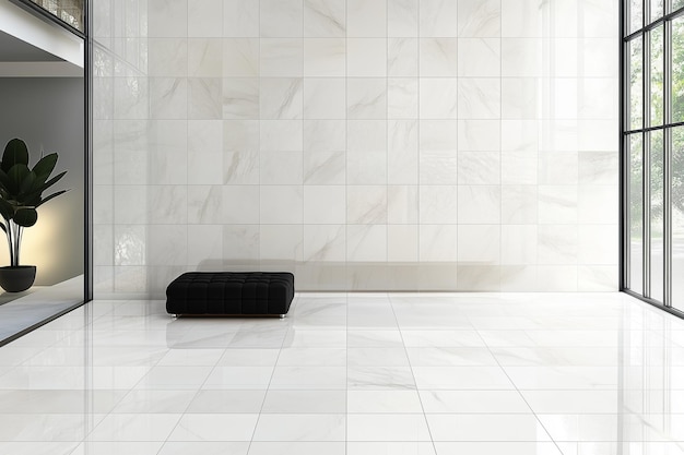 Photo white marble tiles room