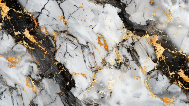 White Marble With Black and Gold Veins Seamless Pattern