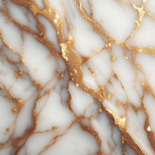 a white marble with gold and brown speckled on it