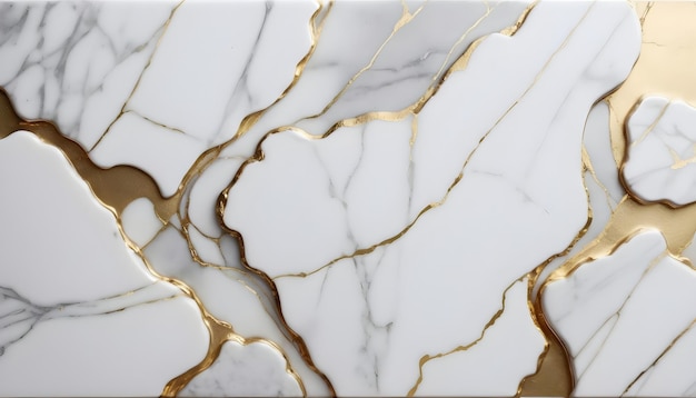 a white marble with gold and silver accents