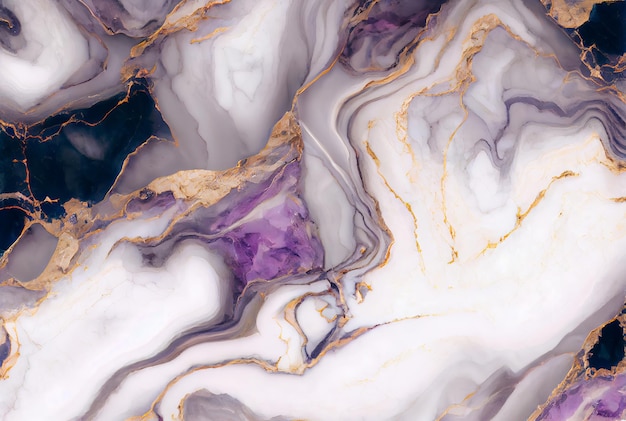 White marble with gold and violet amethyst abstract background