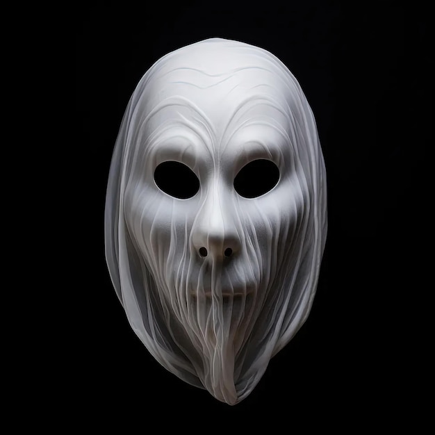 Photo a white mask with long hair and a beard