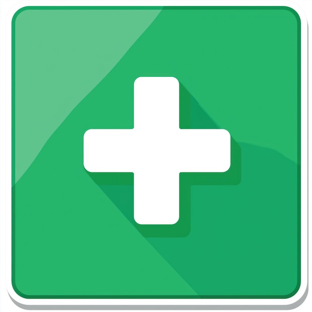 Photo white medical cross on a green background