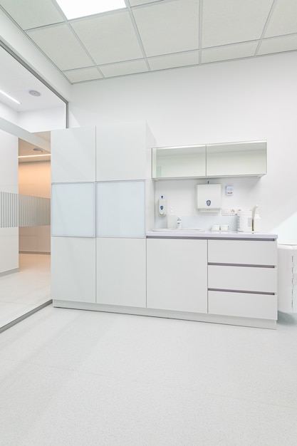 White medical furniture in dentistry office