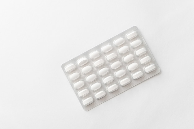 White medicine tablets in packet