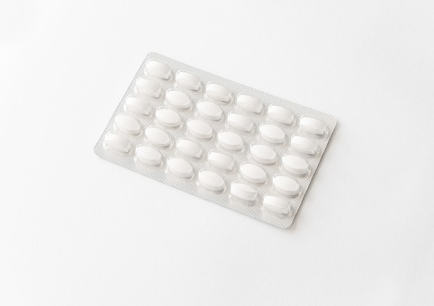 White medicine tablets in packet