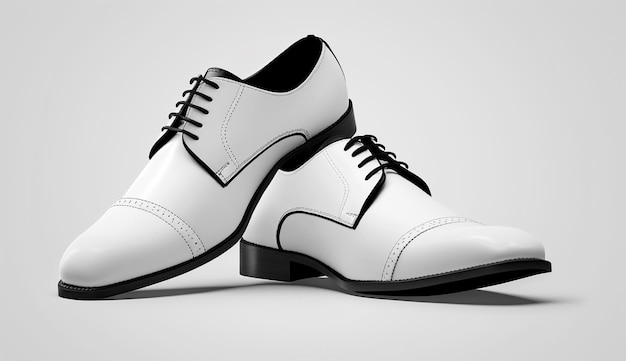 White men's shoes on a gray background 3d rendering