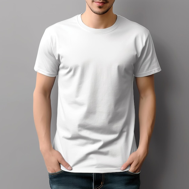 White men Tshirt front view template