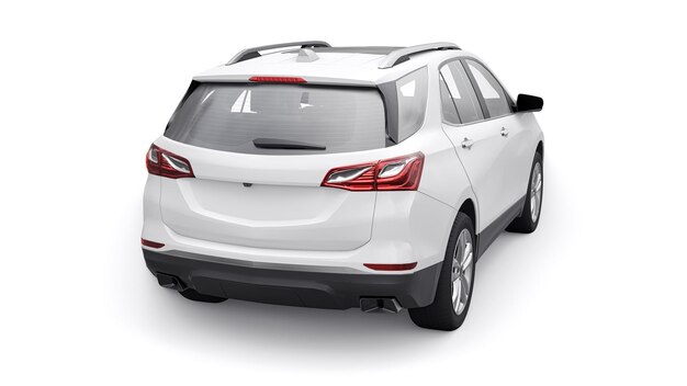 White midsize city SUV for a family on a white background 3d rendering