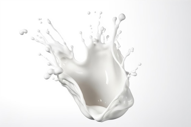 White milk splash isolated on white background AI