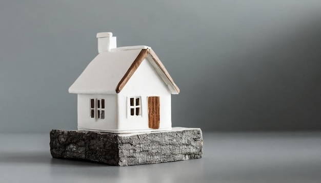 White miniature house model Real estate property and home