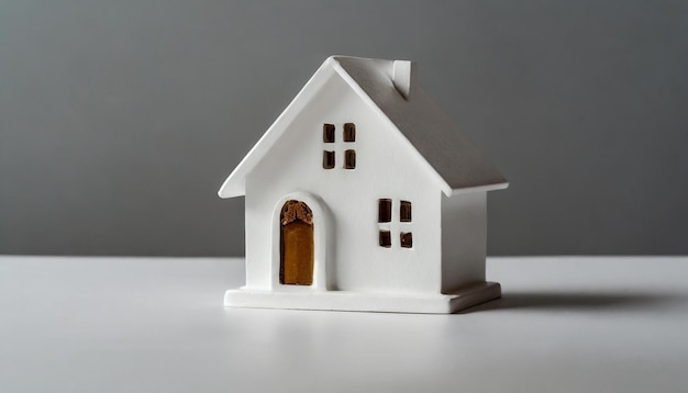 White miniature house model Real estate property and home