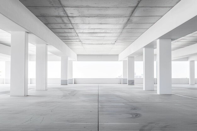 Photo white minimal architecture building background empty wide space for mock up concrete floor car park