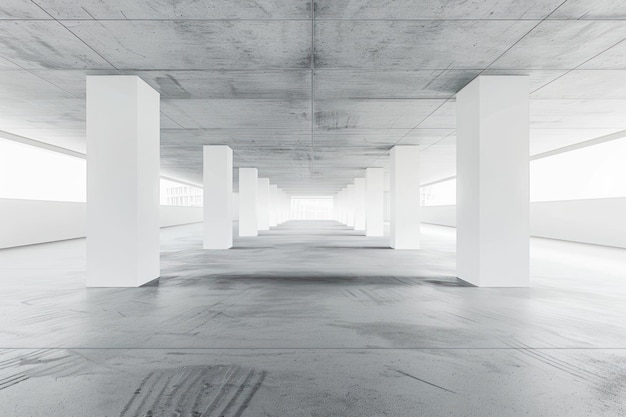 Photo white minimal architecture building background empty wide space for mock up concrete floor car park