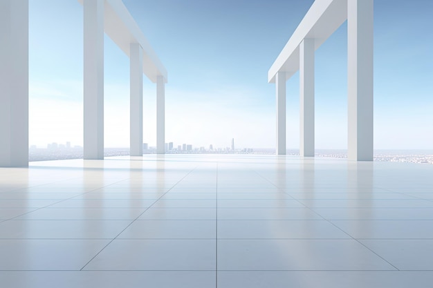 White minimal architecture building background empty wide space for mock up concrete Generative Ai