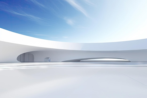 White minimal architecture building background empty wide space for mock up concrete Generative Ai