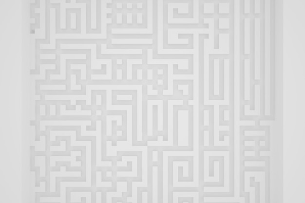 White minimal geometry background with maze