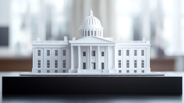 Photo white model of a government building on a black base