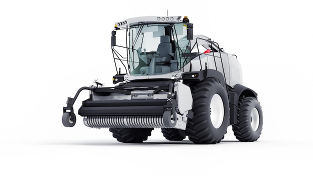 White modern combine on a white background. 3d rendering.