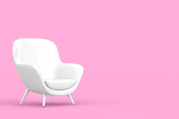 White Modern Oval Shape Relax Chair as Clay Style on a pink background. 3d Rendering