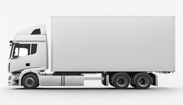 White modern semitrailer truck on a white background