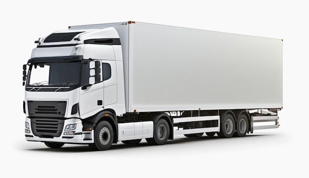 White modern semitrailer truck on a white background