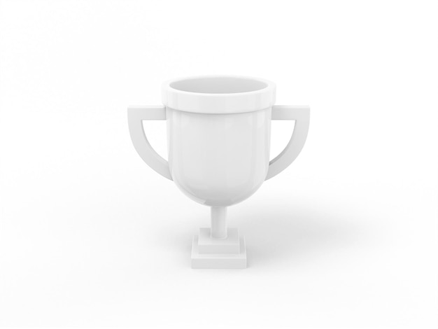 White mono color prize cup on white solid background Minimalistic design object 3d rendering icon ui ux interface element