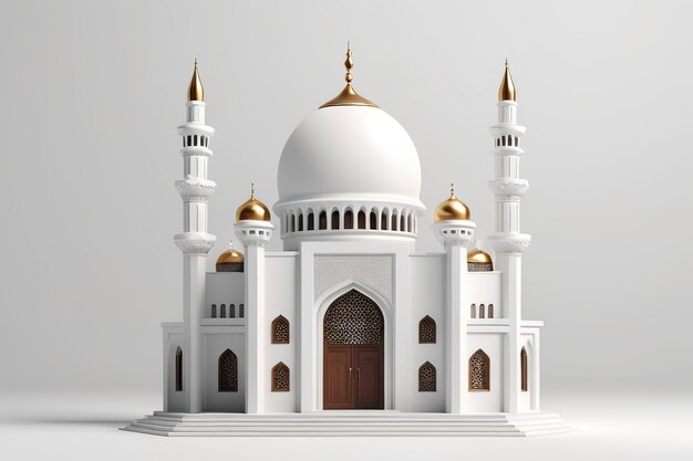 a white mosque with gold domes and a gold top