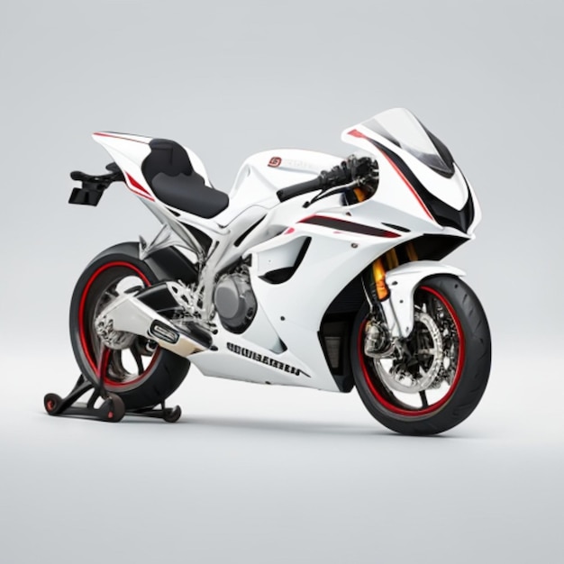 White motorcycle on gray background