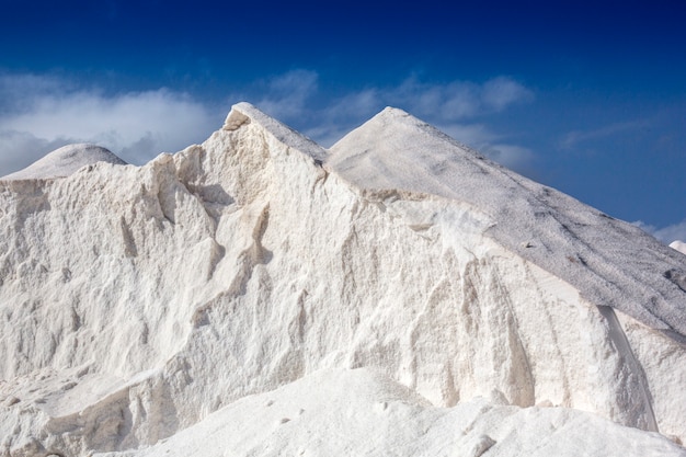 White mountain with blue sky