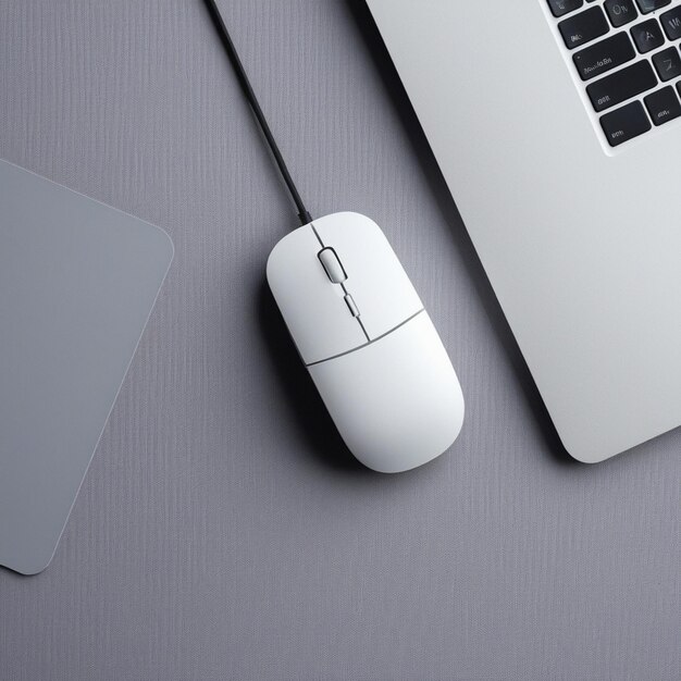 Photo a white mouse with a blue and gray background