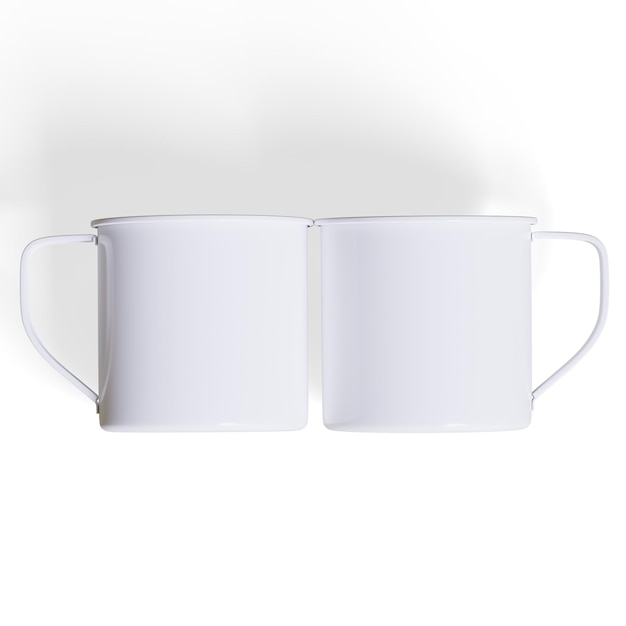 Photo a white mug is upside down and has a handle on it