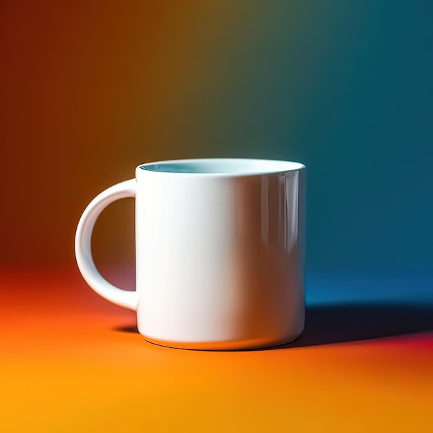 A white mug mockup isolated in colorful background