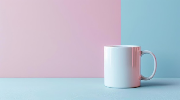 Photo white mug mockup on pastel background 3d rendering illustration in flat lay style