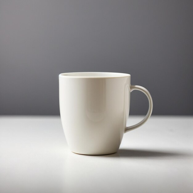 White Mug Placed on a White Background Surface