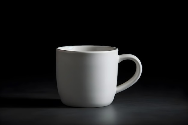 A white mug with a handle that says'coffee'on it