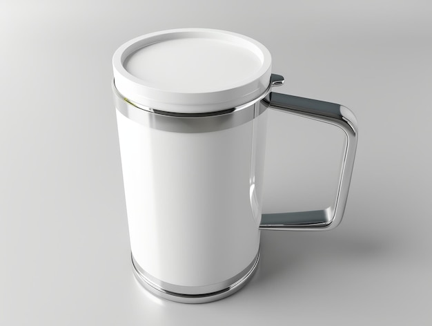 White Mug with Metal Trim and Handle