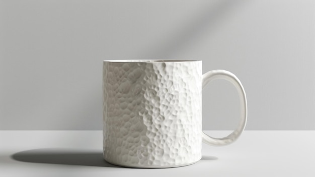 a white mug with a pattern of a design on it