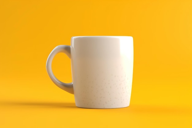 white mug on yellow background mockup