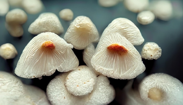 White mushrooms in bin Close up Generative Ai