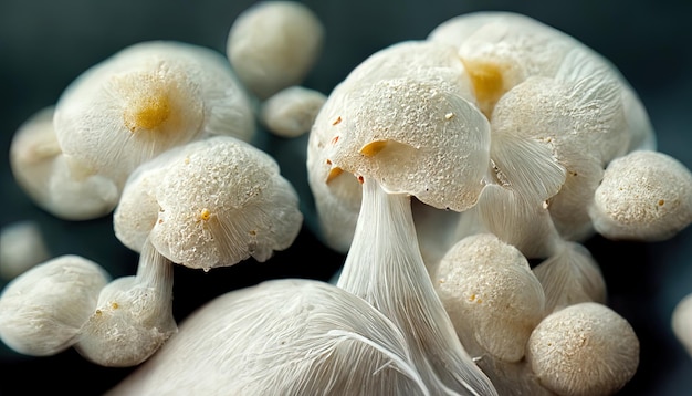 White mushrooms in bin Close up Generative Ai