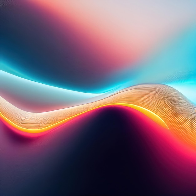 White and neon colors liquid wavy fluid abstract background Undulating relief 3D illustration