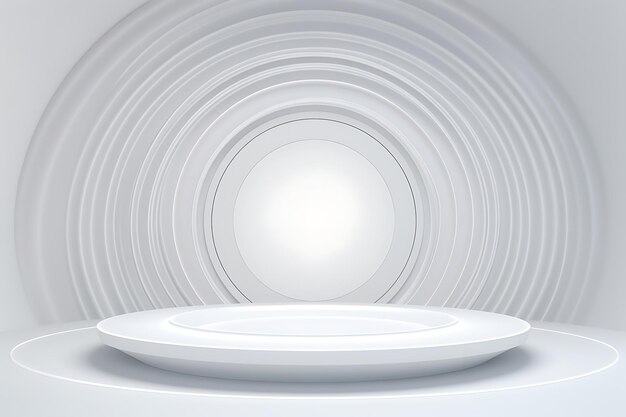 White neumorphic circle shape backdrop for minimalistic look