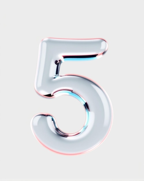 a white number 5 is hanging from a silver background