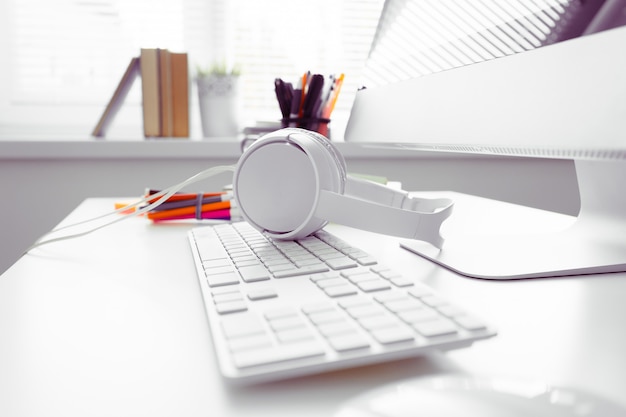 White office desk table