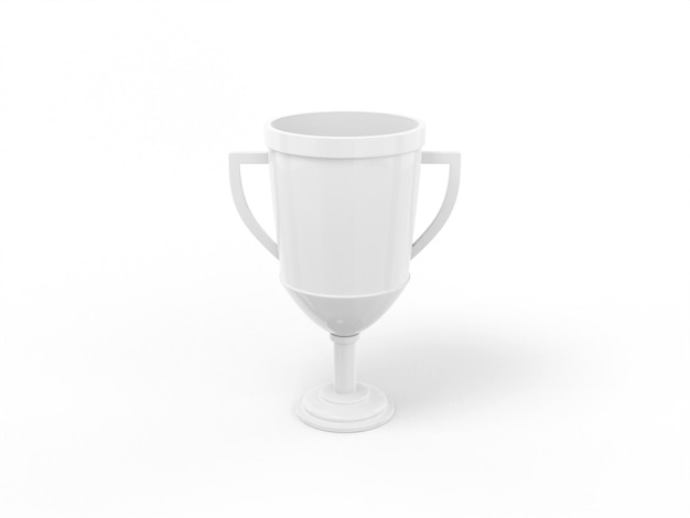 White one color cup of the winner on a white flat background Minimalistic design object 3d rendering icon ui ux interface element