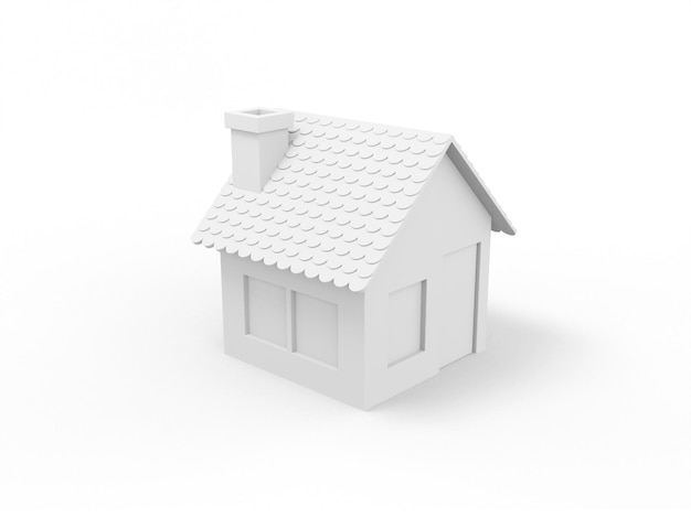 White one color house on white flat background Minimalistic design object 3d rendering icon ui ux interface element